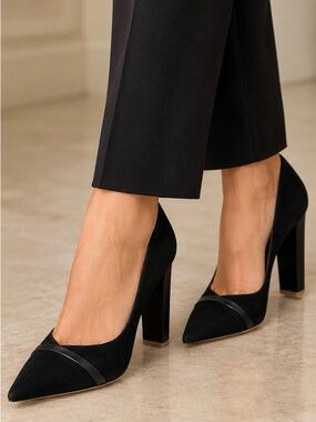 NWOT Malone Souliers Black Suede Pointed Toe Pumps 39 Italy